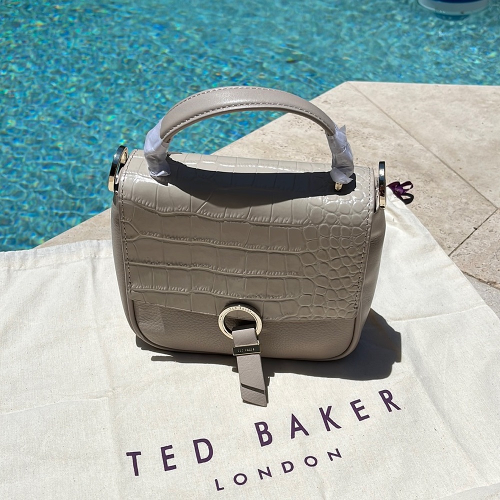 Ted Baker Loop & Tab Grainy Mini Crossbody- Beige - image 1